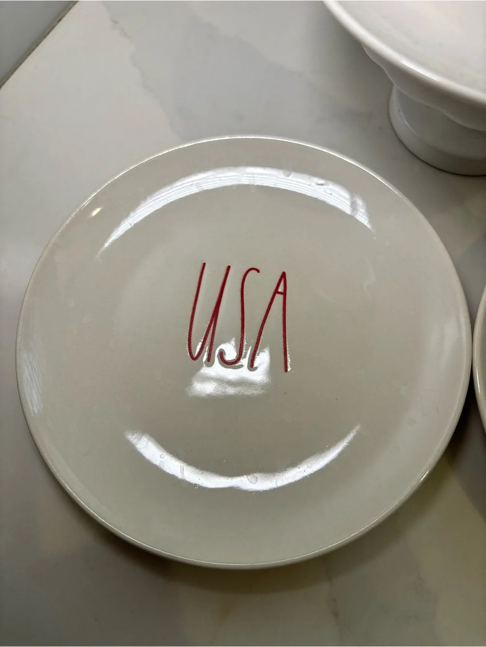 Rae Dunn USA Patriotic Ceramic Plates Set of 3 Appetizer Dessert 4th of July